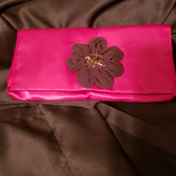 Dress up sachet mauve Satin and brown flower with - Picture 2 of 7